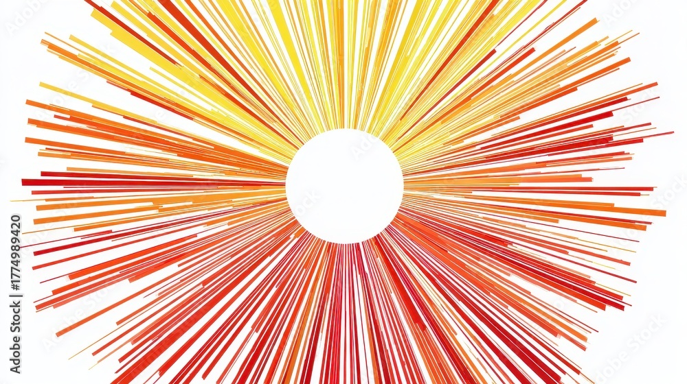 Fototapeta premium A bold sunburst chart clipart, data visualization element, radial layout, bright primary colors, isolated on white background.