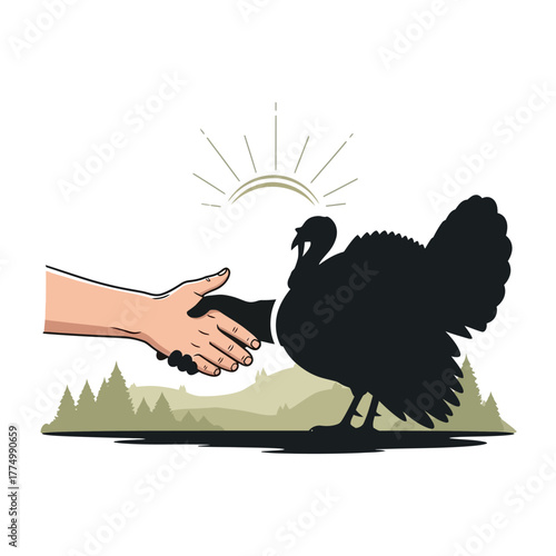 A Thanksgiving Deal Handshake for Peace at the Thanksgiving Dinner, Enjoy Family Gathering