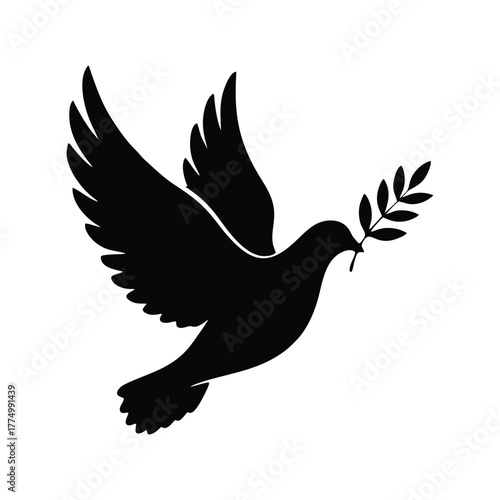 vector bird carrying a leaf from a branch in its beak