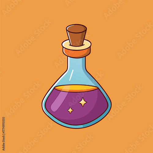 Vector illustration of a magic potion bottle colourful silhouette