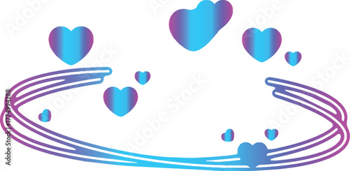 Blue and purple gradient hearts with swirling lines forming a circle love romance