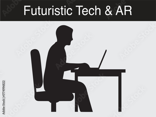 Futuristic remote work digital communication technology concept Vector illustration