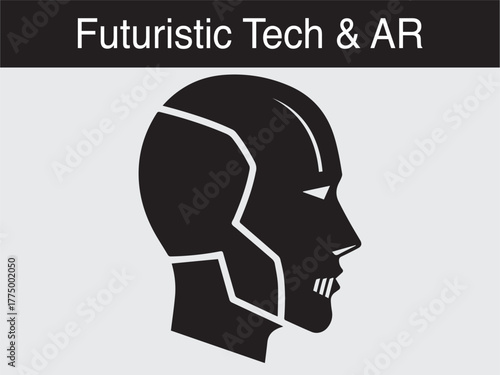 futuristic AR cyborg human tech profile Vector illustration