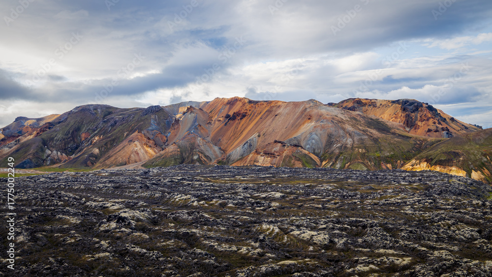 Obraz premium Rainbow mountains in Landmannalaugar, Fjallabak nature reserve, highlands of Iceland