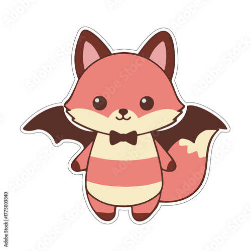 cute fox vampire bat wings costume sticker