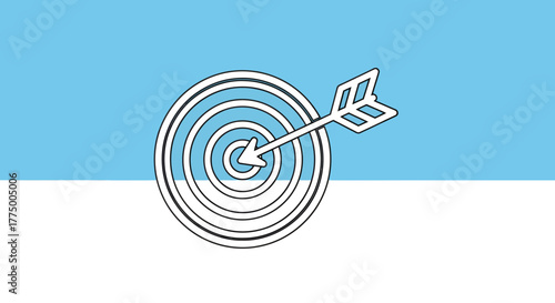 A minimalist target with arrow hits the center, representing success and aspiration in strategy