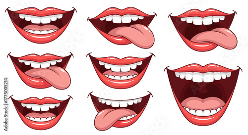 Animated facial expressions conveyed through a playful array of cartoonish mouths expressing
