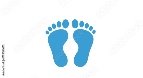 Light Blue Footprint Duo: Minimalist Design Showcasing Barefoot Wellness and Mobility Representation