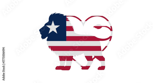 Lion Symbol Merged with National Flag Stripes Representing Strength and Patriotism