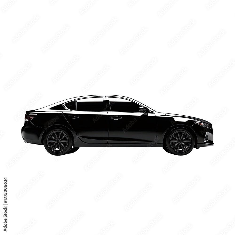 Fototapeta premium Black Sedan Car Side View