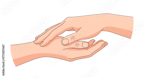 Serene hand illustration showcasing touch, compassion, and care through gentle gestures and
