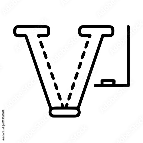 An abstract illustration of the letter V and a rectangular shape, conveying an idea of a geometric connection