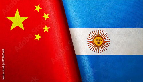 中国の国旗とアルゼンチンの国旗(China Flag & Argentina flag.)
