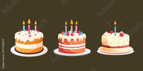 birthday cake, vector