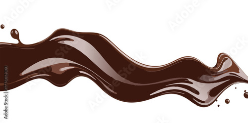 Wave of dark Chocolate splash, Abstract background, 3D vector illustration.