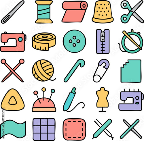 Colorful Sewing Tools and Accessories.