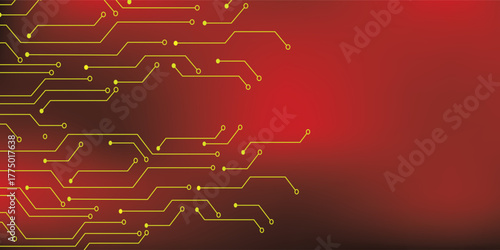red background in circuit technology with high-tech digital data connection system and computer electronics design. vector illustrator. eps10.