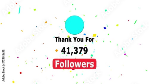 Thank you for 50000 followers. Celebrate with your fans ,Congratulations Social media 50k followers counting notification icon animation on alpha channel, Incoming followers counting notification.