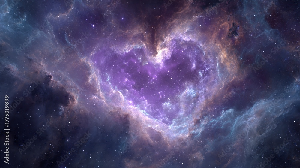 Fototapeta premium Heart shaped nebula in space