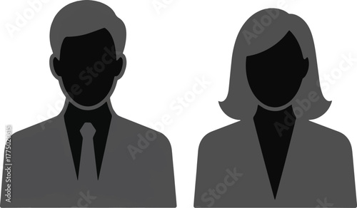 Silhouette of a man and woman in business attire