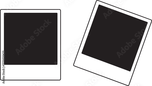 Two blank instant photos with black center