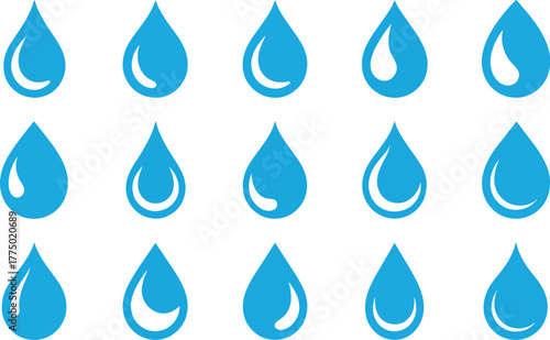Collection of blue water drop icons