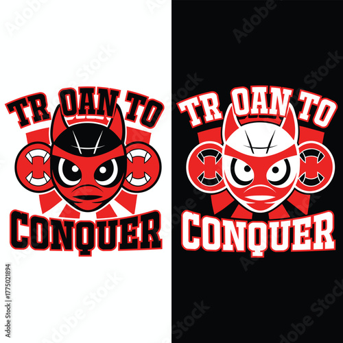 Train to Conquer Motivational Fitness Typography T-Shirt Design