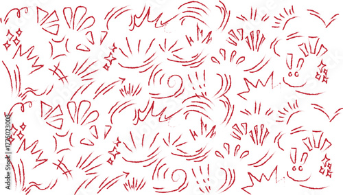 Abstract red and white scribble art with hidden text