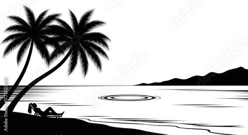 Tropical Beach Vacation Silhouette Relaxation Summer Travel Escape Ocean View