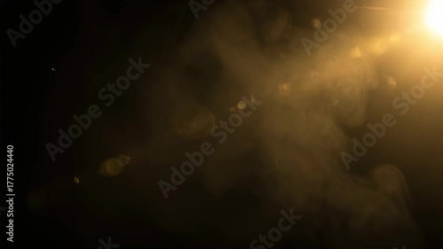 A warm lens flare in the upper right corner and a gentle smoke drifting in the darkness.