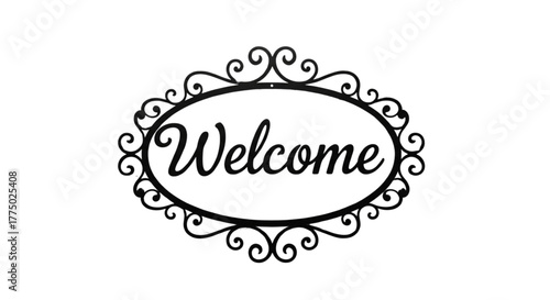 Elegant Black Welcome Sign for Home Decor Door Mat Design Greeting Guests