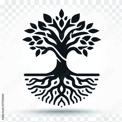 Stylized Tree of Life with Roots and Branches.