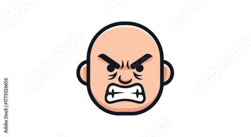 Stylized cartoon depiction of a bald man showing an expression of intense rage