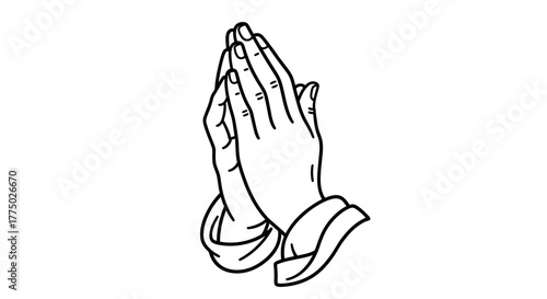 Stylized depiction of clasped hands symbolizing prayer offering or supplication
