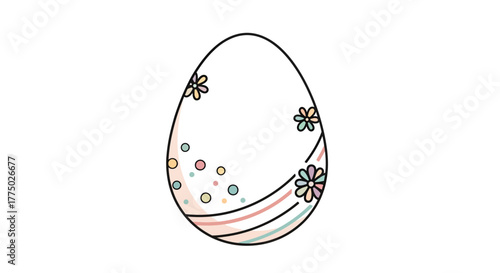 Stylized easter egg with spring floral and pastel decorations offering charm and warmth