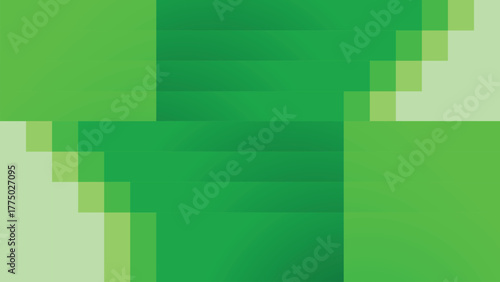 Geometric square background with layered green gradient, minimalist design and modern grid layout. Perfect for eco presentation, technology banner, or digital visual template.