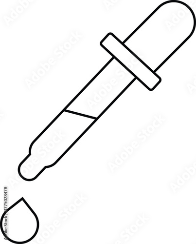 Cosmetic dropper icon with liquid for serum or essential oil isolated on transparent background.