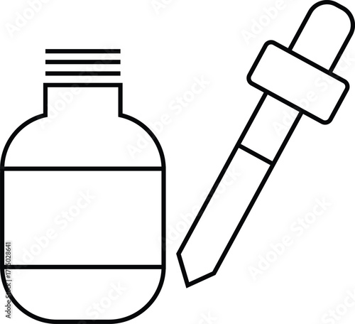 Serum bottle with dropper cap icon for beauty or skincare packaging isolated on transparent background.
