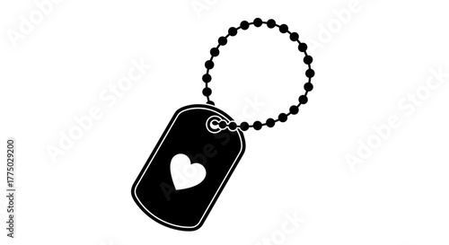 Minimalistic depiction of dog tag with heart symbol for expressing love and affection