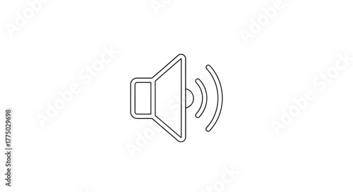 Sleek speaker outline with radiating sound waves audio visual representation