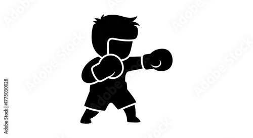 Minimalist boxing silhouette representing strength and determination in sport design