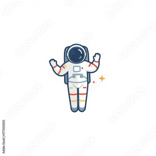 Cute Cartoon Astronaut Floating with Sparkles in Minimal Flat Style