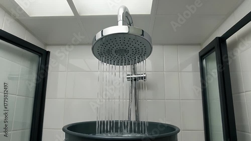 bathroom fixture dispensing a steady stream of liquid for cleansing