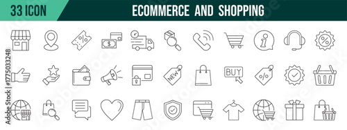 Ecommerce and shopping collection, editable and resizable vector icon templates.
