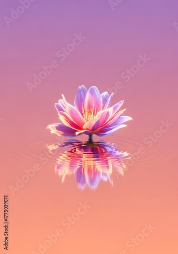 Floating lotus blossom radiating serenity on calming water surface