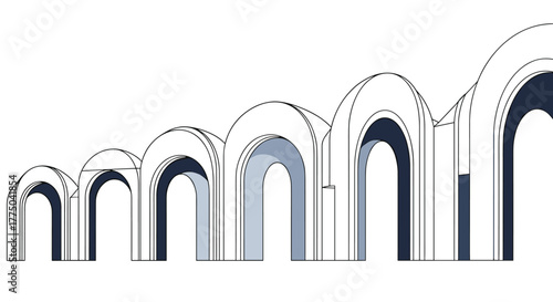 Row of ascending arches with varying depths and shading, suggesting an architectural or structural perspective.