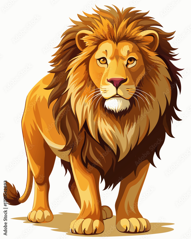 Obraz premium Big Lion ,full body , real print Style, white background 