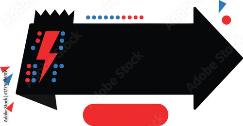 Modern arrow sign with electric bolt icon for advertising and marketing vector