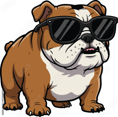 Cool bulldog wearing sunglasses fun dog portrait vector