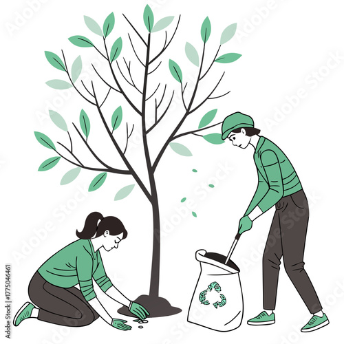 vector illustration of a man with a mop